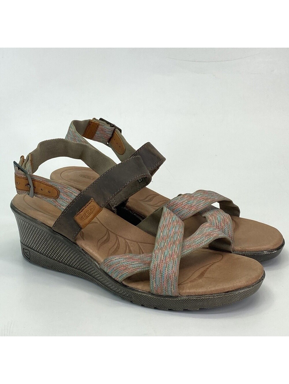 Keen Skyline Wedge Sandals Women's Size 9 Brown Multicolor Slingback Shoes